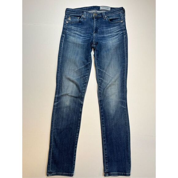 AG Adriano Goldschmied The Prima Ankle Cigarette Jean Medium Blue Wash Size 25R - Picture 1 of 9